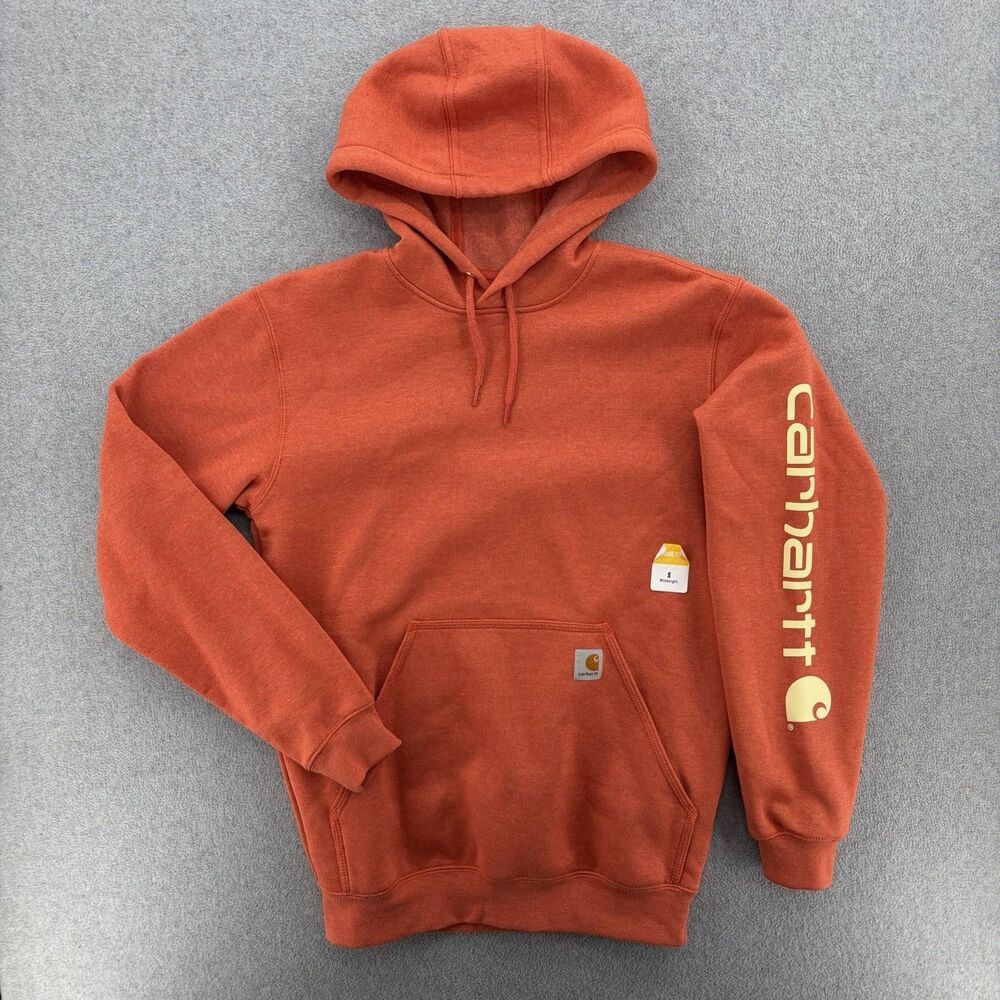 Carhartt K288 Loose Fit Midweight Sleeve Logo Hoodie Mens Small Orange